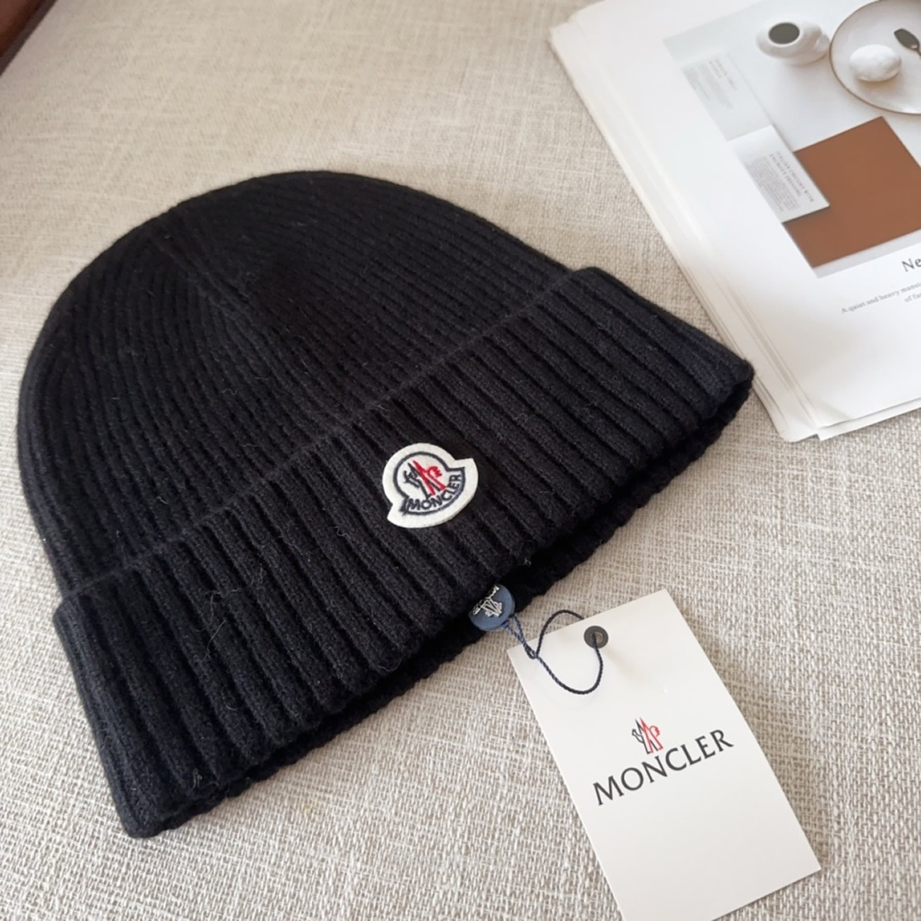 Moncler Logo Patch Beanie Black (2) - newkick.vip